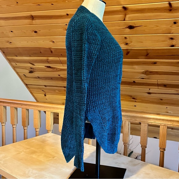 Guess Women's Teal Half Zip V-Neck Open Knit Long Sleeve Pullover Sweater Size S - Picture 3 of 6